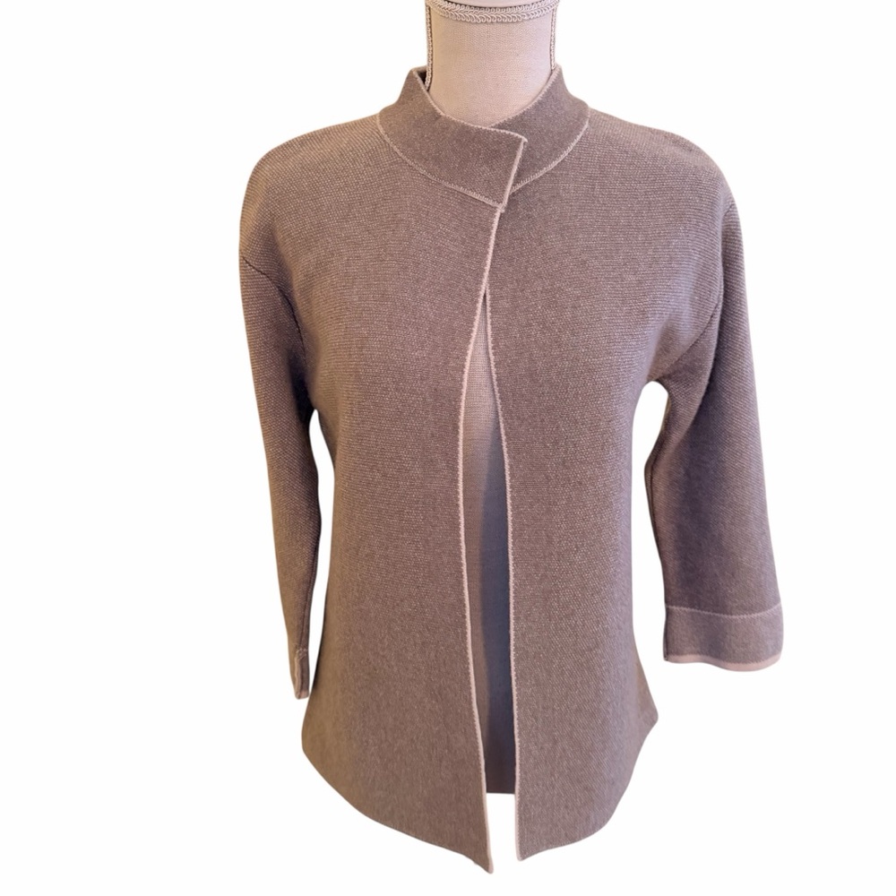 Benedetta B Cream/Tan One Button Cardigan S